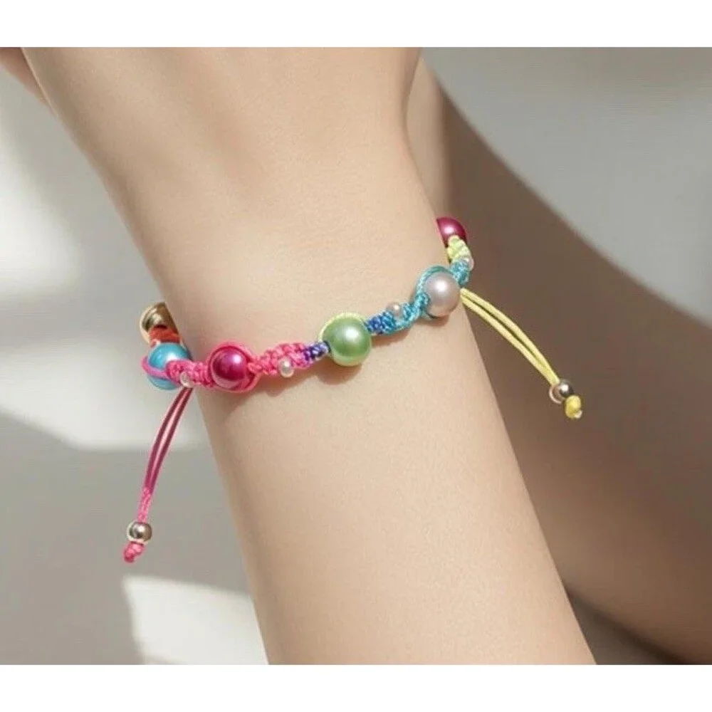 New Handmade Beaded Braided Charm Bracelet Multicolor Women’s - Picture 1 of 10